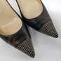 Jimmy Choo Black Leather Studded Toe Heels Women's Size 9 image number 9