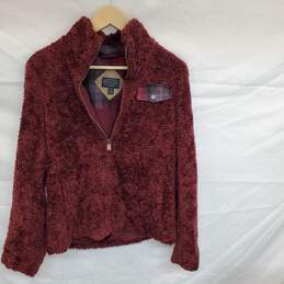 Wm Pendleton Burgundy Pile Sherpa Fleece Flannel Wool Full Zip  Jacket Sz S/CH
