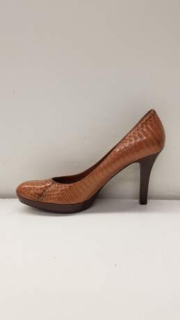 Lauren Ralph Lauren Leather Snake Embossed Heels Cognac 8 alternative image