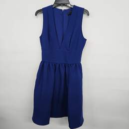 Blue Deep V Neck Sleeveless Dress
