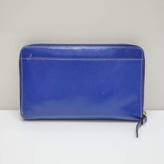 Kate Spade Cobalt Blue Leather Full Zip Wallet 9in x 2in x 5.5in, Used image number 2