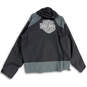 Womens Black Long Sleeve Hooded Pockets Full-Zip Rain Jacket Size XL image number 2