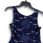 Womens Blue Floral Sequin Pleated Front Sleeveless Fit & Flare Dress Size 9 image number 4