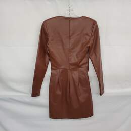 Zara Brown Faux Wrap Long Sleeve Mini Dress WM Size S NWOT alternative image