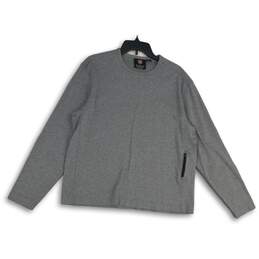 Mens Gray Long Sleeve Crew Neck Side Zipper Pocket Pullover Sweater Size XL