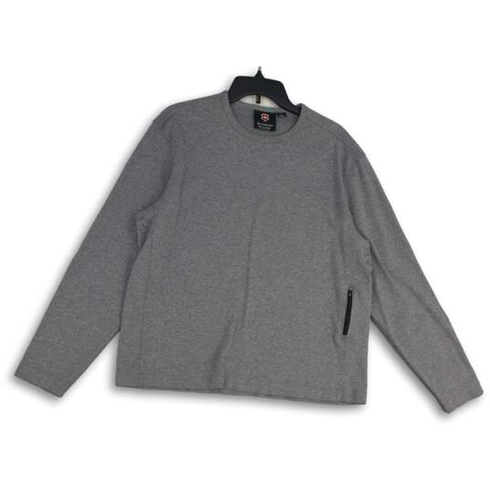 Mens Gray Long Sleeve Crew Neck Side Zipper Pocket Pullover Sweater Size XL image number 1