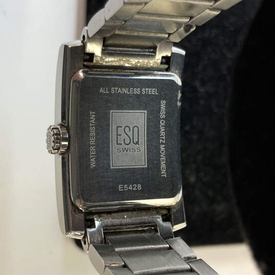 Designer ESQ Swiss Silver-Tone Black Dial Stainless Steel Analog Wristwatch image number 4