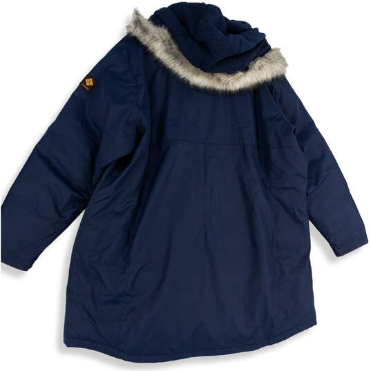 Mens Blue Faux Fur Long Sleeve Hooded Full-Zip Parka Jacket Size 3X image number 2