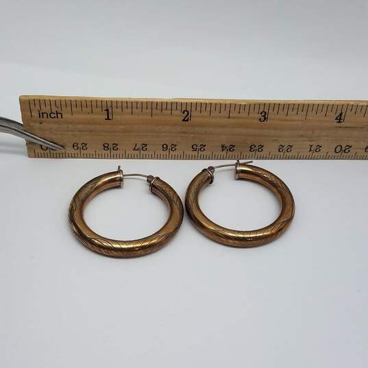Gold Over Sterling Silver Etched Hoop Earrings 12.2g image number 6