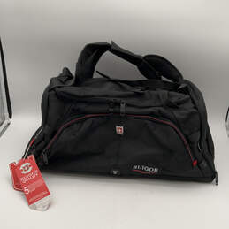 NWT Mens Black Adjustable Strap Sweat Control Shoe Compartment Duffle Bag