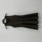 Womens Black Gold Striped V-Neck Sleeveless Back Zip Fit & Flare Dress Size S image number 1