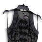 NWT Womens Black Sleeveless Front Zip Embroidered Shift Dress Size S image number 4