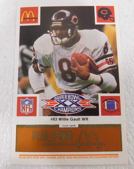 VTG 1986 McDonald's Chicago Bears Unscratched Orange Tab Super Bowl Cards Walter Payton McMahon image number 6