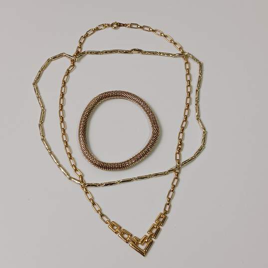 5 Piece Gold Tone Necklace & Bracelet Bundle image number 3
