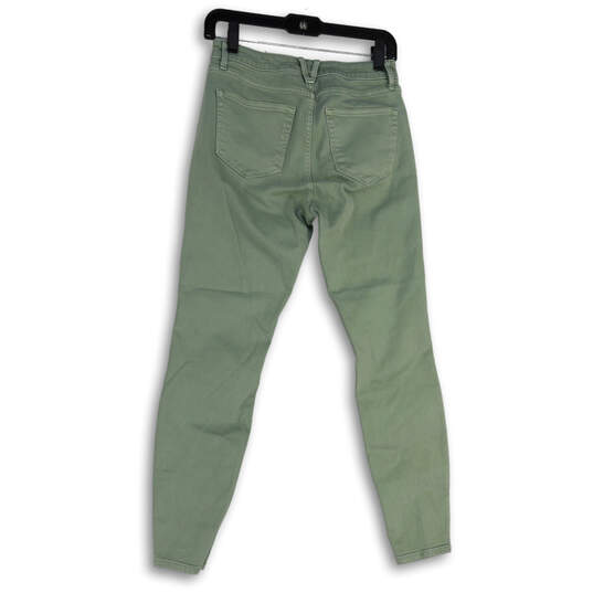 Womens Green Denim Medium Wash Pockets Stretch Skinny Leg Jeans Size 26 image number 2