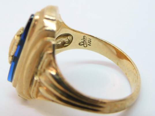 Vintage 1958 10K Yellow Gold Blue Spinel Class Ring 6.0g image number 5