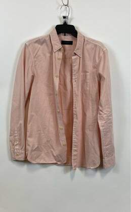 AllSaints Mens Pink Cotton Collared Long Sleeve Button Up Shirt Size Small