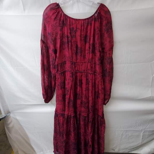 Maeve Anthropologie Annabella Red Floral Maxi Dress Size 10 image number 2
