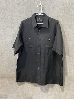 Authentic Mens Black Short Sleeve Casual Button-Up Shirt Size XL 0544467-F