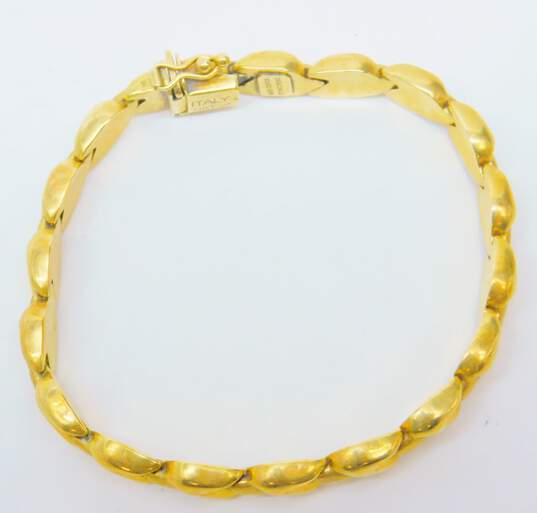 14K Gold Brushed Textured & Smooth Puffed Zig Zag Panels Linked Bracelet 15.6g image number 4