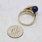 14K Yellow Gold Blue Lapis & Pearl Ring size 7.75 - 6.4g image number 5