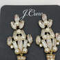 Designer J. Crew Gold-Tone Crystal and Pearl Chandelier Drop Earrings image number 3
