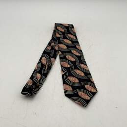 Bugatti Mens Black White Abstract Pattern Four In Hand Pointed Neck Tie