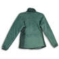 Womens Green Mock Neck Pockets Long Sleeve Full-Zip Jacket Size Medium image number 2