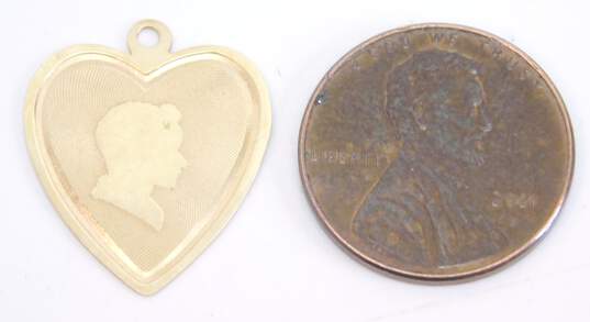 Vintage 14k Yellow Gold Etched Silhouette Heart Pendant 1g image number 2