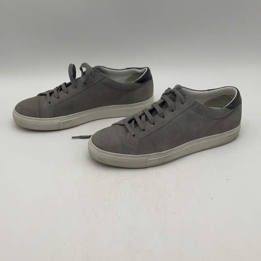 Mens Gray Suede Round Toe Lace Up Sneakers Shoes Size 9.5 image number 2