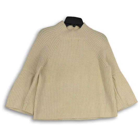 NWT Womens Beige Knitted Turtleneck Bell Sleeve Pullover Sweater Size Small image number 1