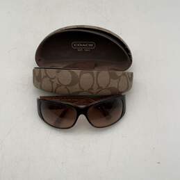 Coach Womens Brown Full Frame Oversized Butterfly Sunglasses With Case
