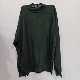 Mens Green Long Sleeve Turtleneck Straight Hem Pullover Knitted Sweater Size L alternative image