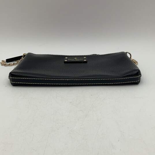 Womens Black Leather Zipper Semi Chain Strap Shoulder Handbag Purse image number 5