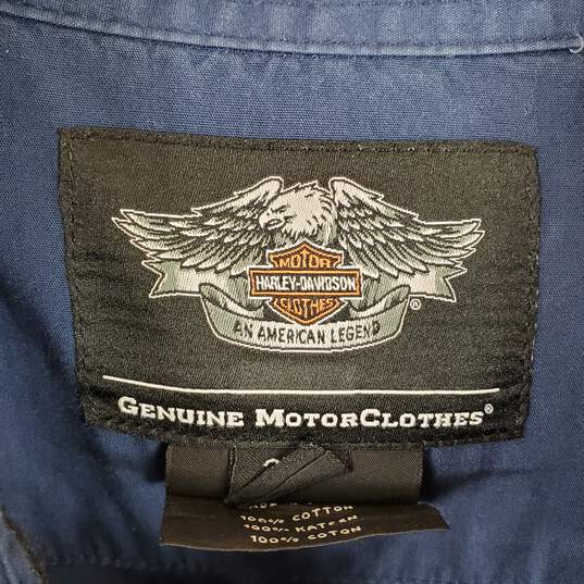 Harley Davidson Men Blue/Grey Button Up Shirt 2XL image number 3