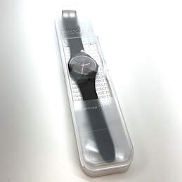 Designer Swatch Black Adjustable Strap Round Dial Analog Wristwatch w/ Box