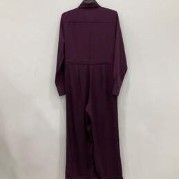 Banana Republic Womens Purple Long Sleeve Button Front One-Piece Jumpsuit Size 8 alternative image