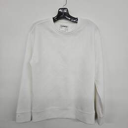 EXPRESS White Ribbed Long Sleeve Crewneck Sweater