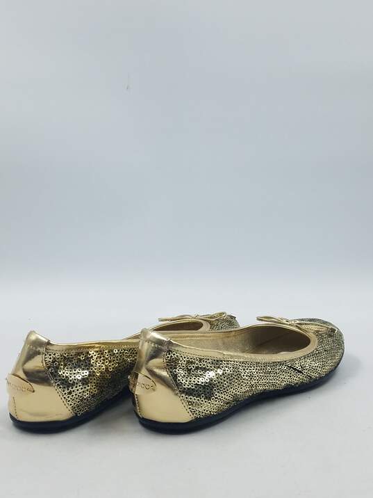 Authentic Jimmy Choo Gold Sequin Flats W 5 image number 4