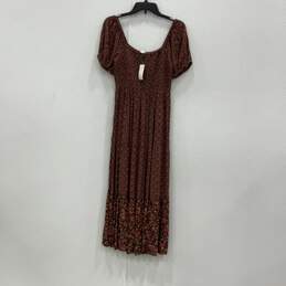 NWT American Eagle Womens Red Brown Floral Short Sleeve Maxi Dress Size Small