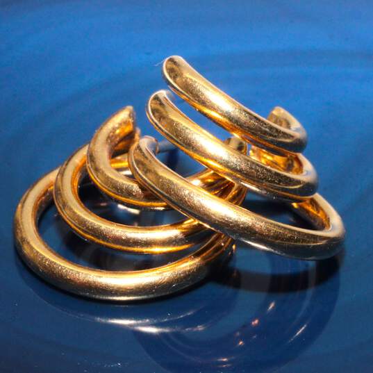 14K Yellow Gold Triple Tube Hoop Earrings - 2.08g image number 1