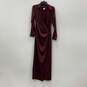 NWT Womens Red Long Sleeve Collared Side Slit Wrap Dress Size Small image number 1