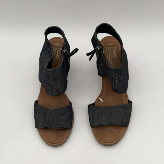 Womens Majorca Cutout Blue Side Zip Block Heel Ankle Strap Sandal Size 8.5 image number 2