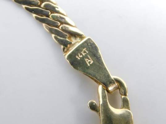 14K Yellow Gold 0.32 CTTW Diamond Chevron Drop Pendant Herringbone Chain Necklace 8.0g image number 4