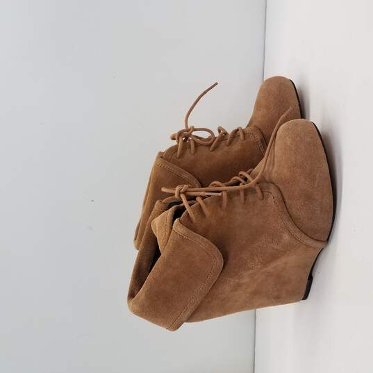 Elizabeth And James Suede Wedge Laceup Booties Tan Size 6.5 image number 3
