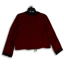 NWT Womens Black Red Front Tie Long Sleeve Blouse Top Size Large alternative image
