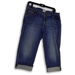 Womens Blue Denim Medium Wash Stretch Pockets Cropped Jeans Size 12