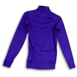 Womens Blue Long Sleeve Mock Neck Pullover Activewear T-Shirt Size S alternative image