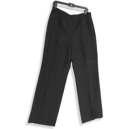 Womens Black Pleated Front Elastic Waist Pull-On Dress Pant Size 12