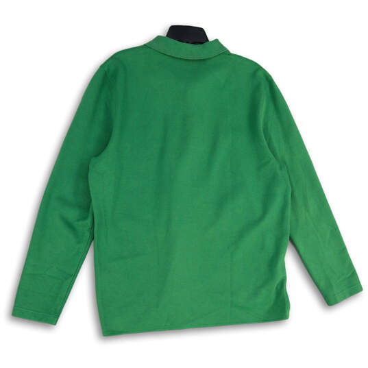 Mens Green Spread Collar Long Sleeve Golf Polo Shirt Size 6 image number 2